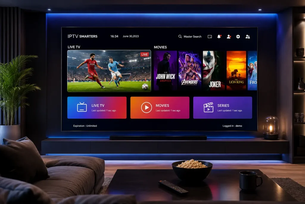 IPTV Streaming auf Samsung und LG Smart TV mit moderner Benutzeroberfläche